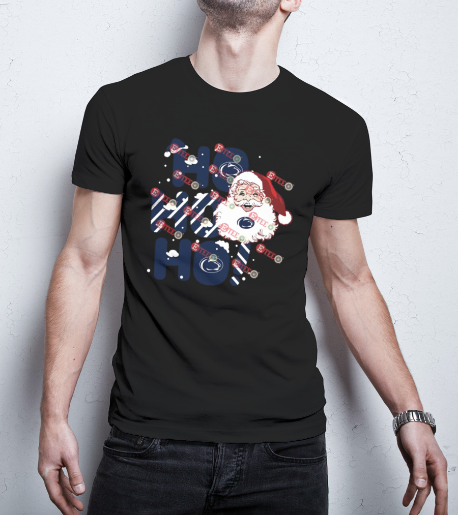 Penn State Nittany Lions Santa Claus Ho Ho Ho Christmas Snowflakes T-Shirt