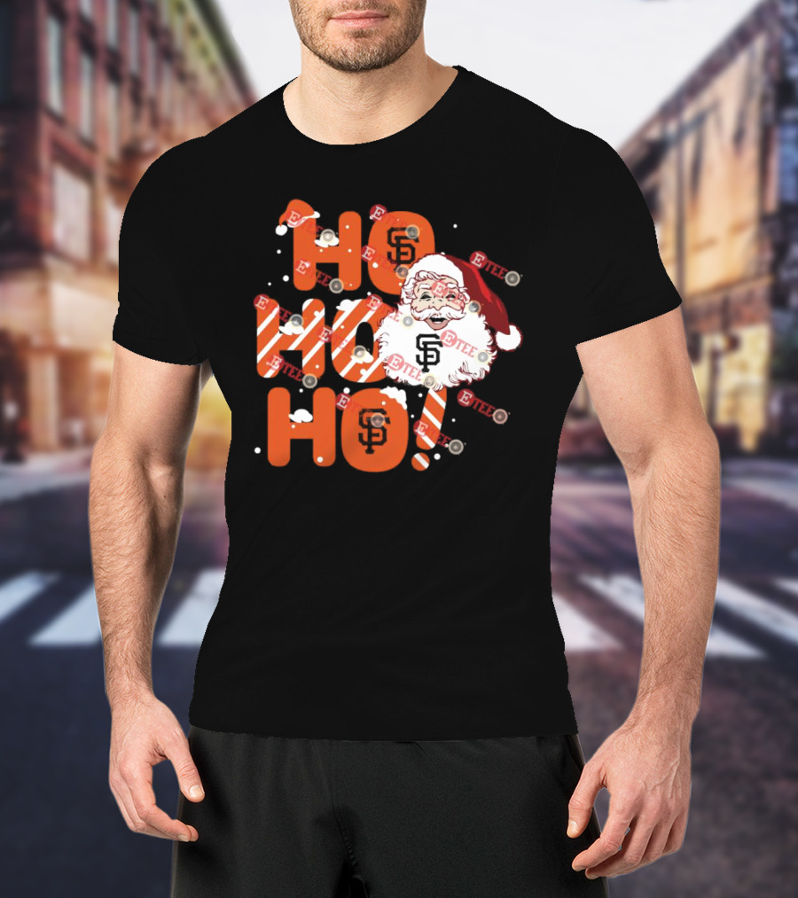 San Francisco Giants Santa Claus Ho Ho Ho Christmas Snowflakes Santa Hat T-Shirt