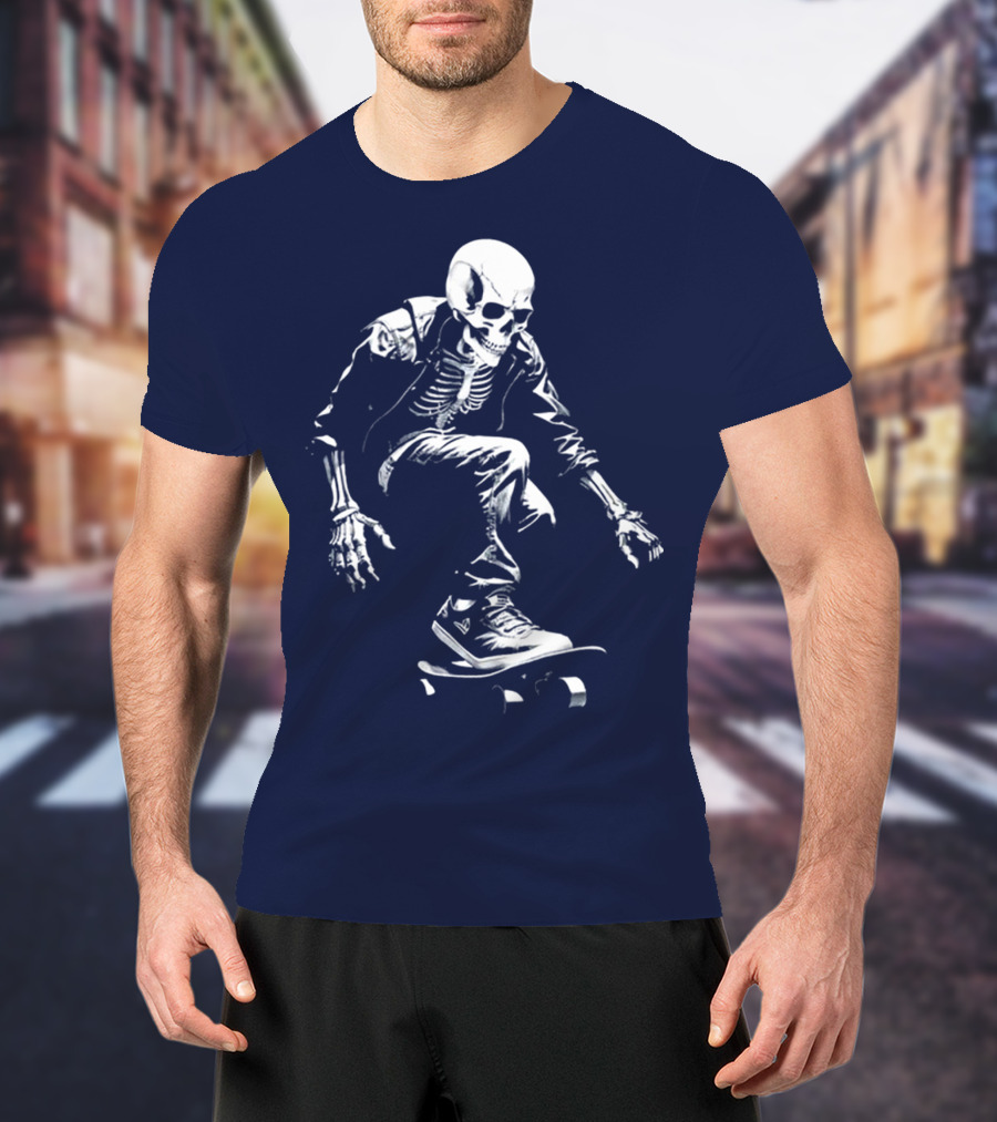 Skeleton Skateboarder Cool Iconic Street Style Skater Pose T-Shirt