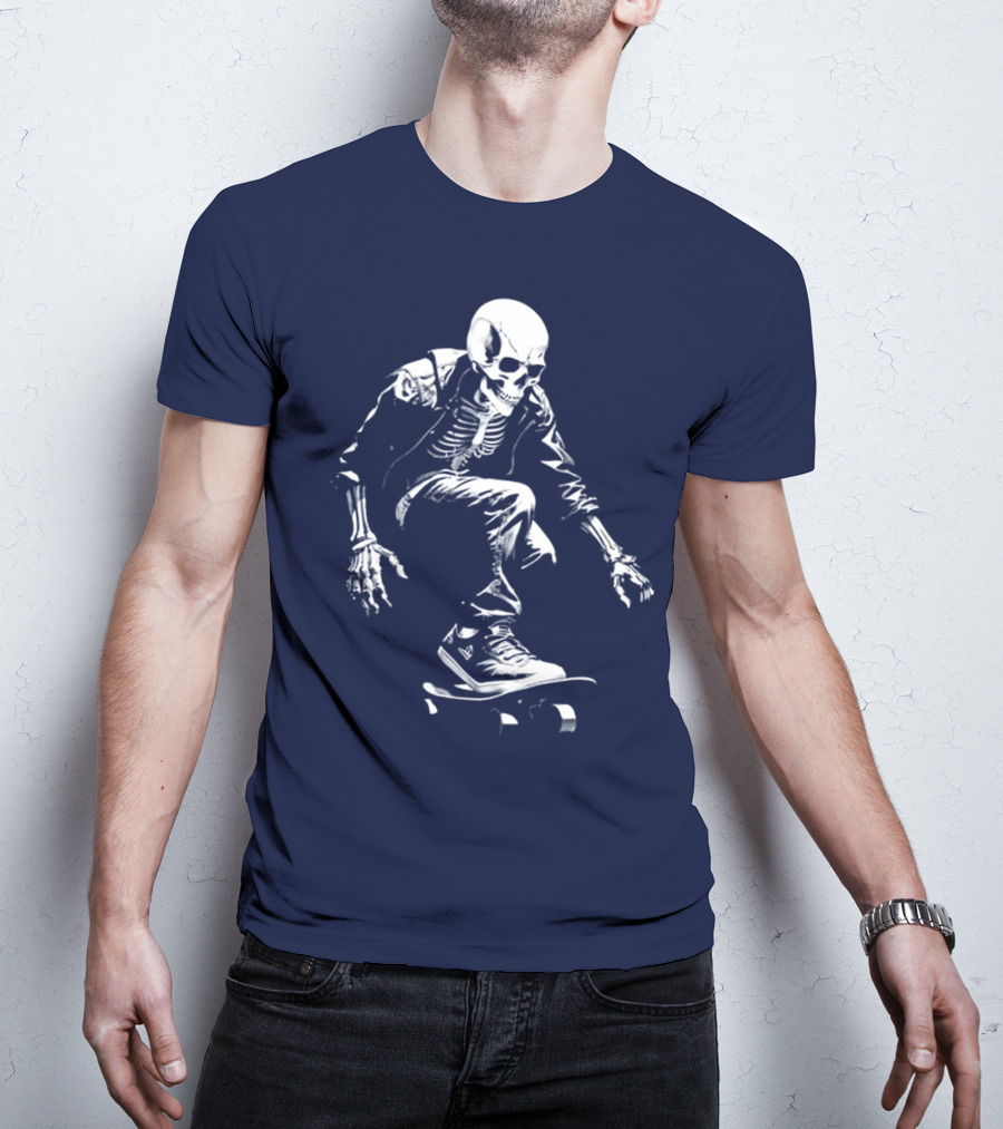 Skeleton Skateboarder Cool Iconic Street Style Skater Pose T-Shirt