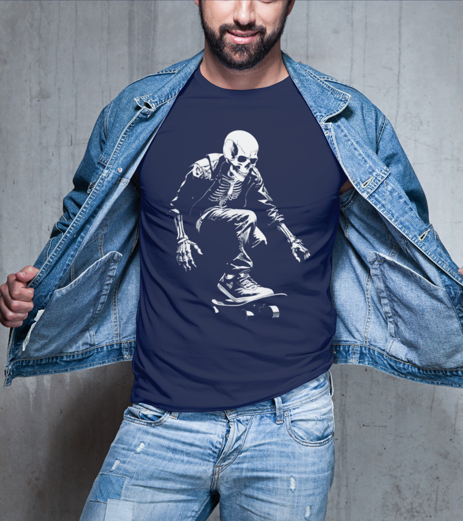 Skeleton Skateboarder Cool Iconic Street Style Skater Pose T-Shirt