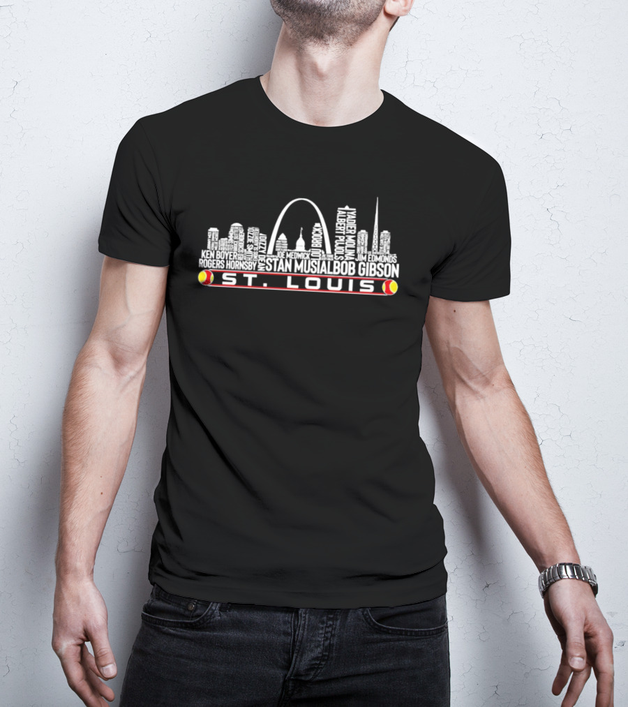 ST. LOUIS Skyline Ken Boyer Rogers Hornsby Dizzy Dean Joe Medwick Stan Musial Bob Gibson Yadier Molina Albert Pujols Jim Edmonds T-Shirt