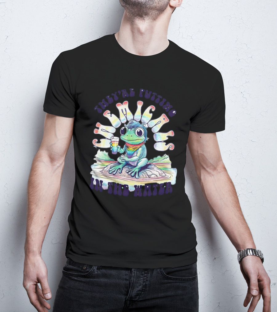 They’re Putting Chemicals In The Water Frog With Rainbow Scarf And Drink T-Shirt