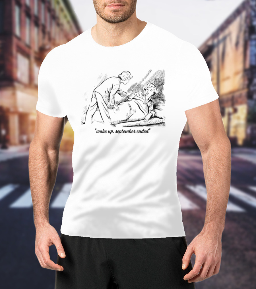 Wake Up September Ended Comic Couple Scene T-Shirt