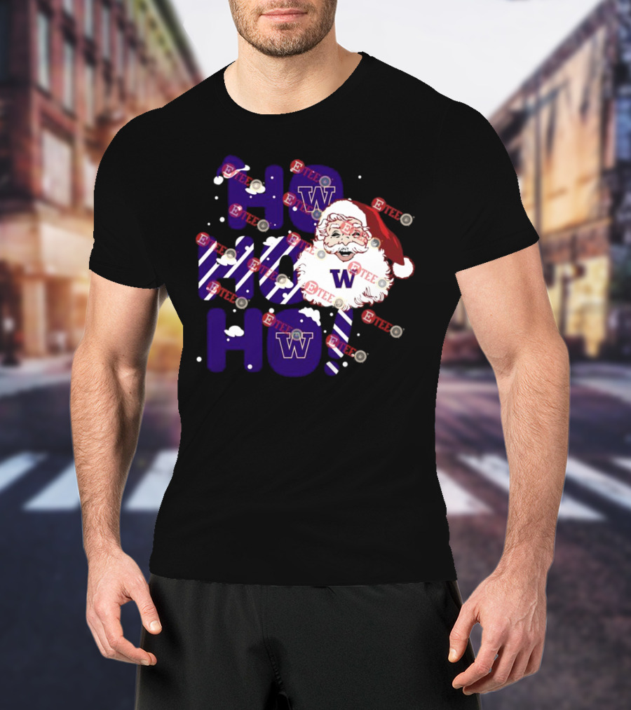 Washington Huskies Ho Ho Ho Santa Claus Christmas T-Shirt