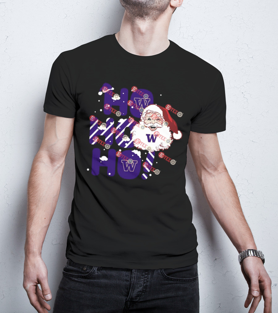 Washington Huskies Ho Ho Ho Santa Claus Christmas T-Shirt
