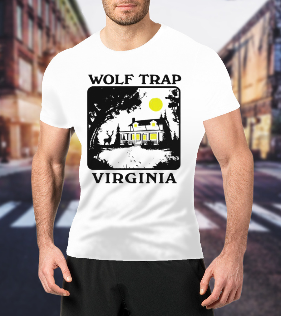 Wolf Trap Virginia Night Scene With Cabin And Deer T-Shirt