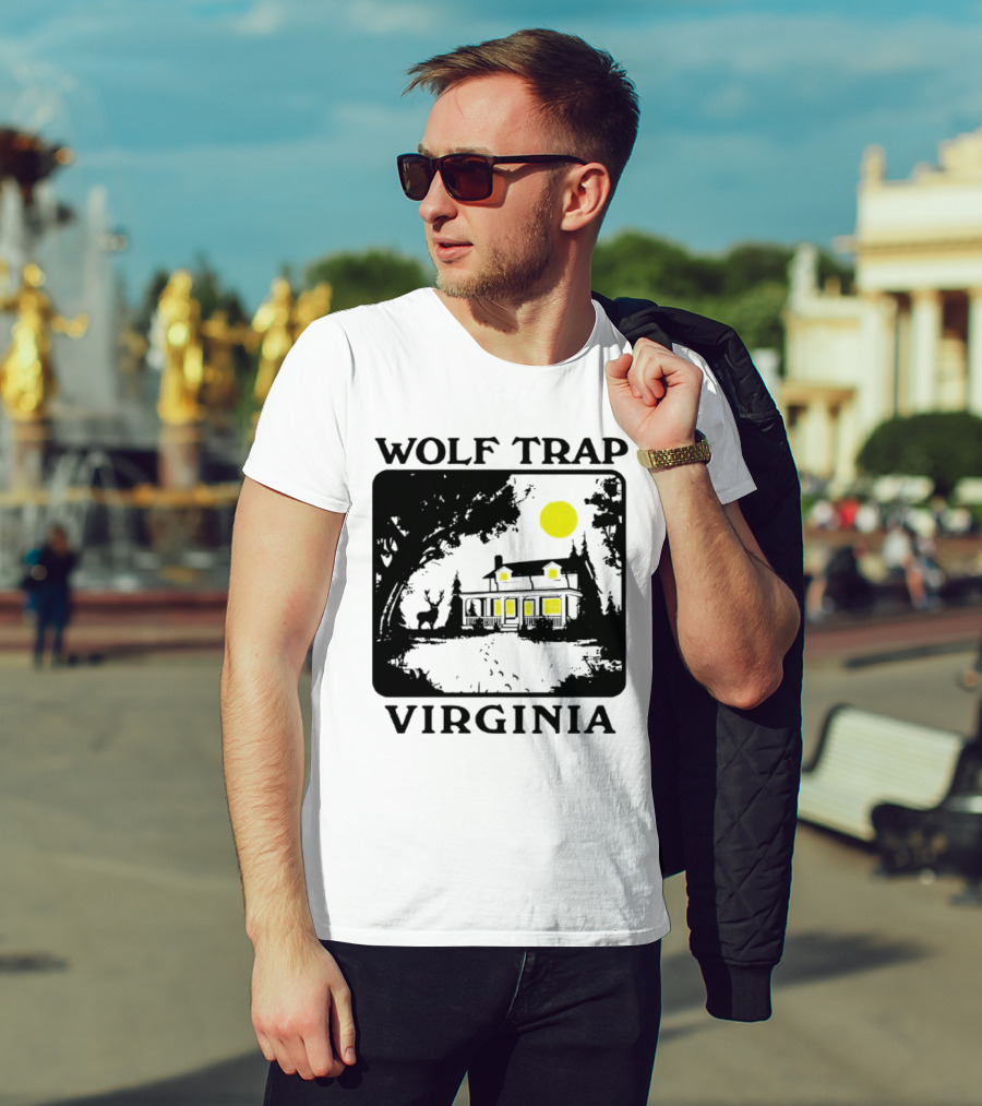Wolf Trap Virginia Night Scene With Cabin And Deer T-Shirt