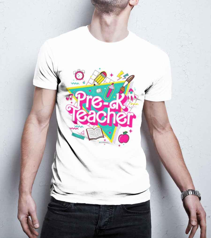 Barbie Pre-K Teacher Colorful School Supplies T-Shirt