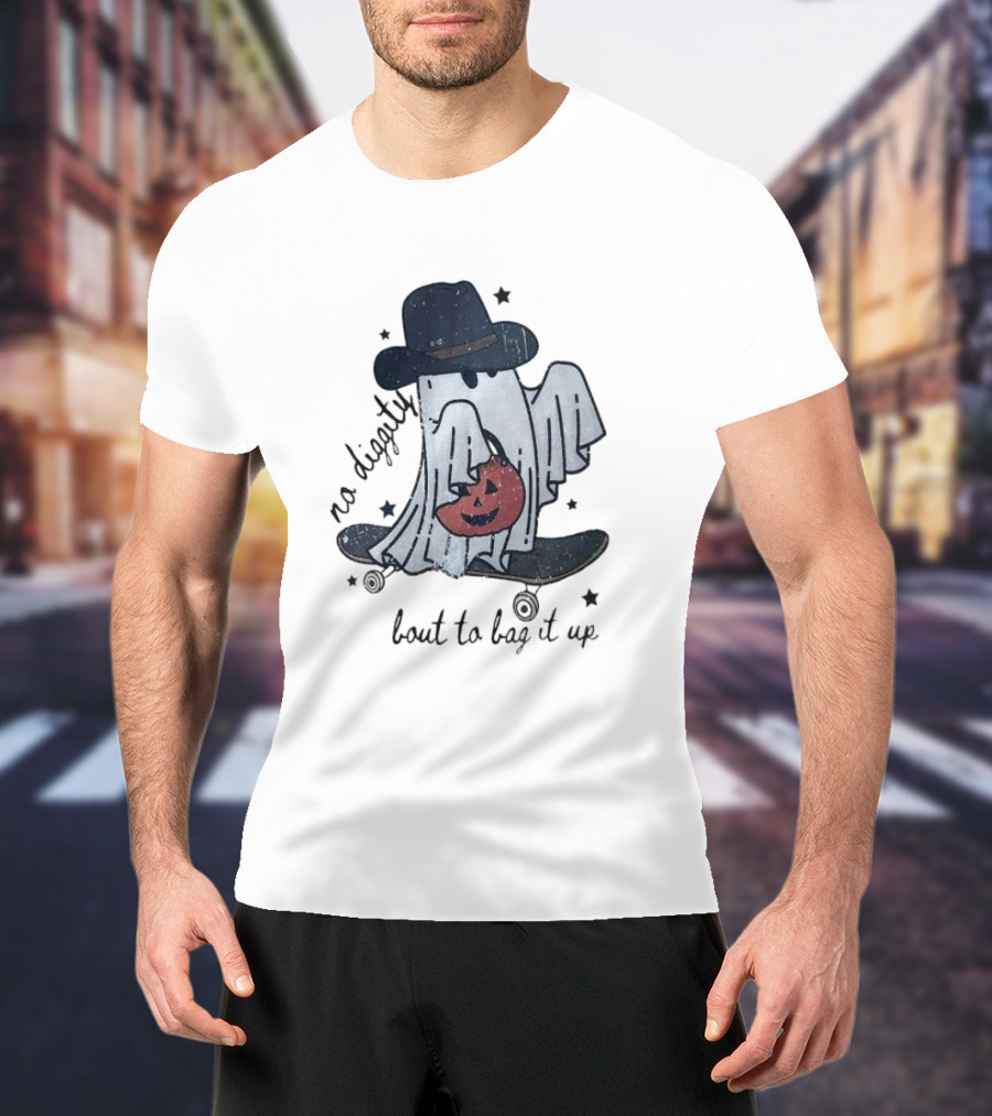 Boo Ghost No Diggity Bout To Bag It Up Halloween Pumpkin Hat T-Shirt