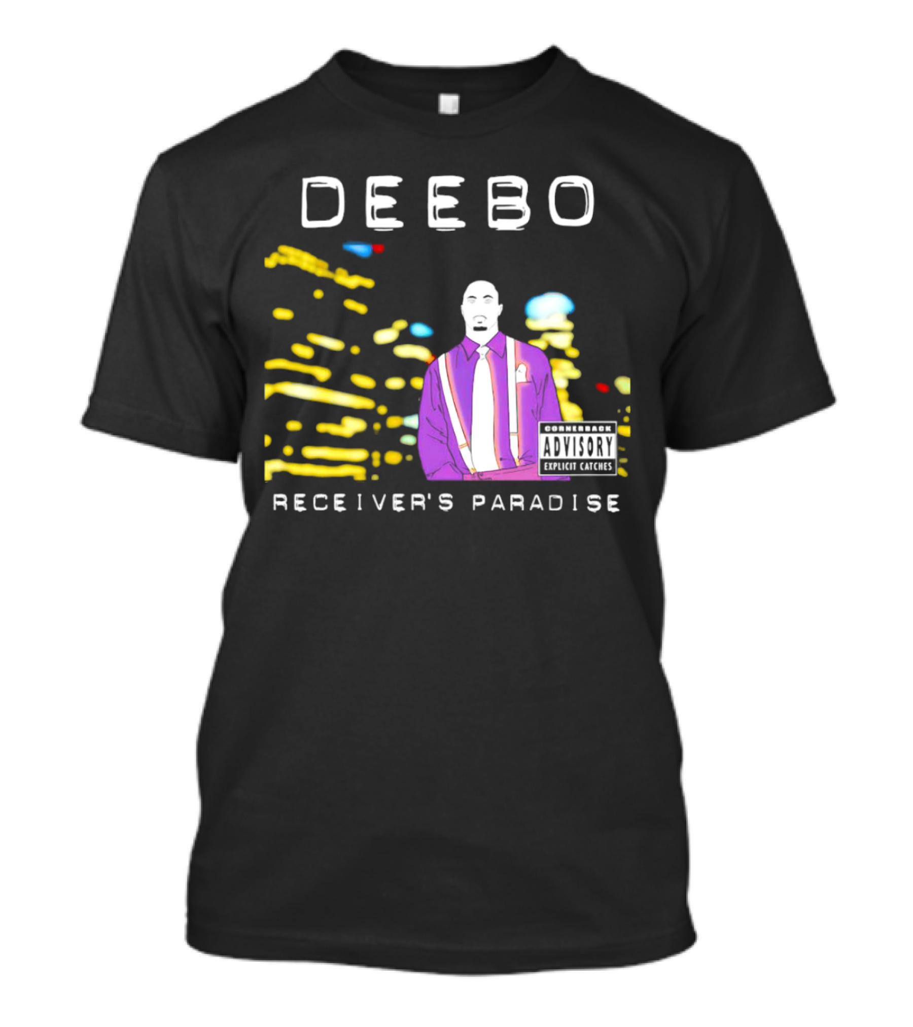 DEEEBO Receiver's Paradise Cornerback Explicit Catches T-Shirt