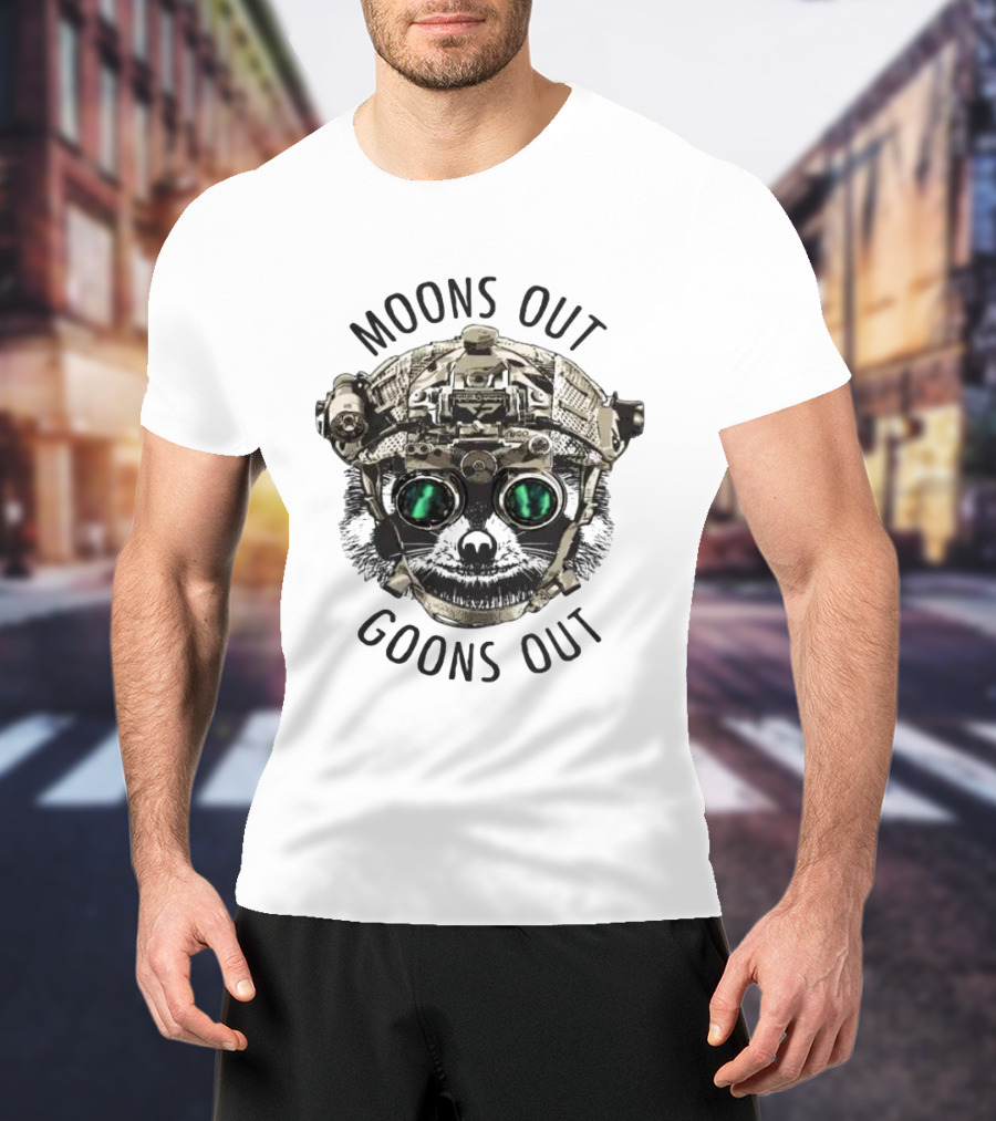 Moons Out Goons Out Raccoon With Tactical Gear T-Shirt