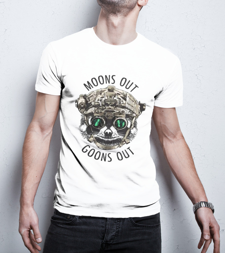 Moons Out Goons Out Raccoon With Tactical Gear T-Shirt