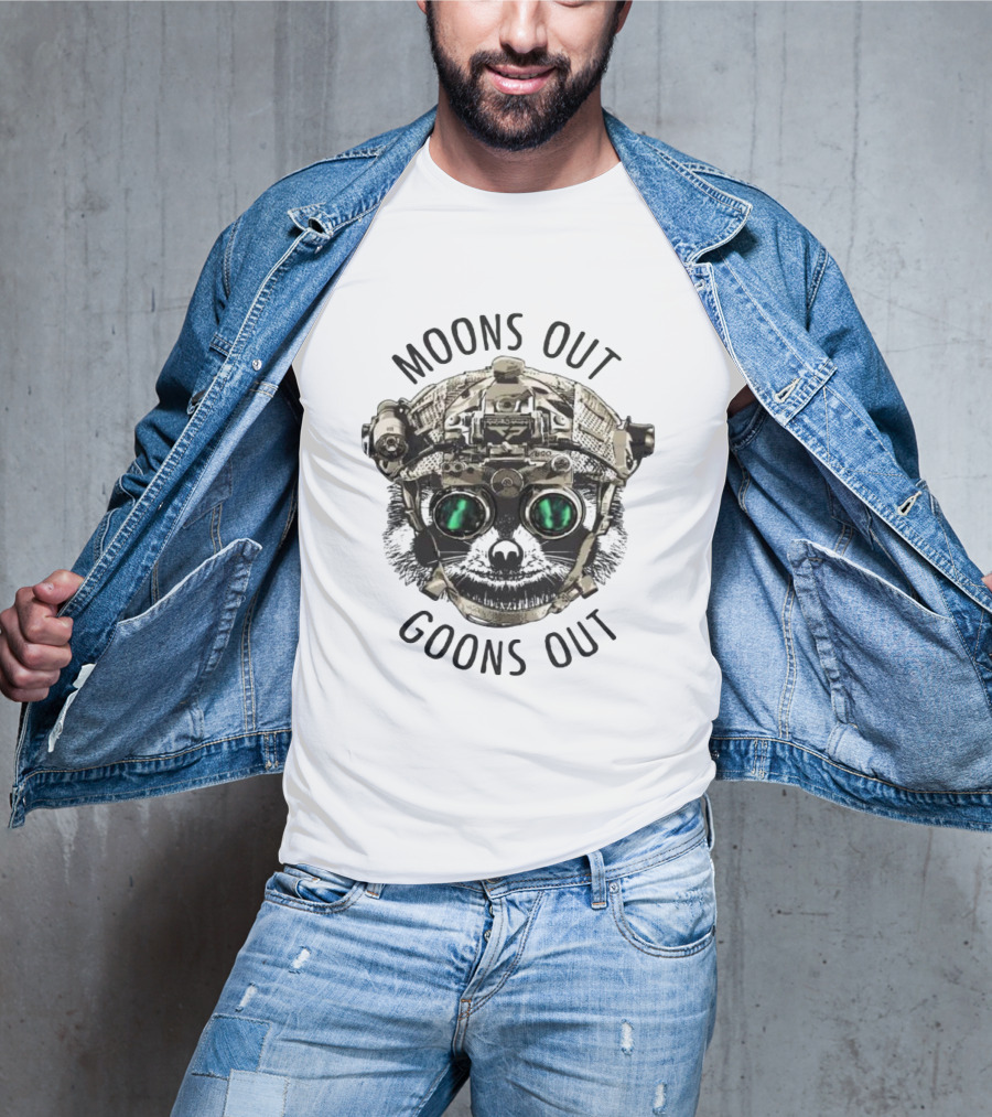 Moons Out Goons Out Raccoon With Tactical Gear T-Shirt