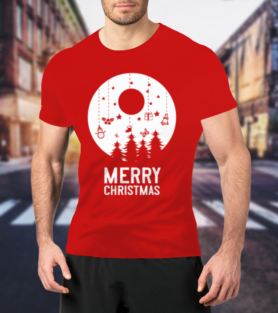 Merry Christmas Snowman Trees Stars And Presents T-Shirt