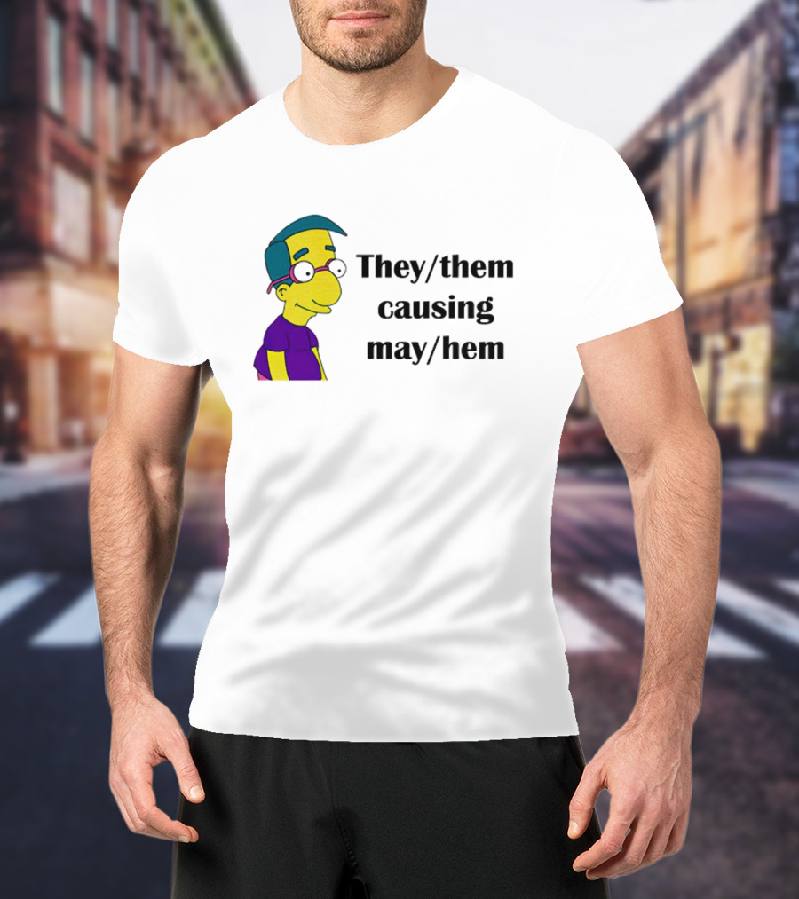Milhouse Van Houten They/Them Causing Mayhem T-Shirt