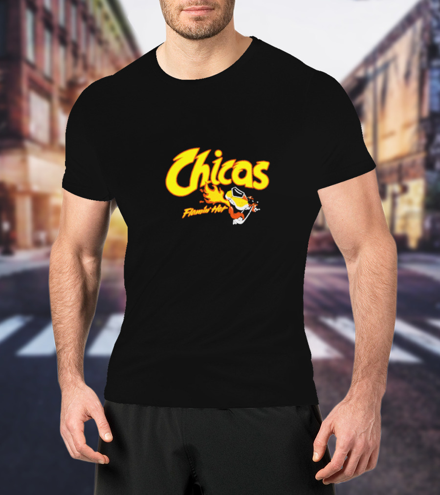 Chicas Flamin’ Hot Cheetos Cartoon Flame T-Shirt