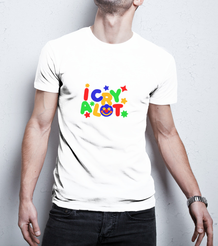 I Cry A Lot Clowncore Colorful Stars And Smiley Face T-Shirt