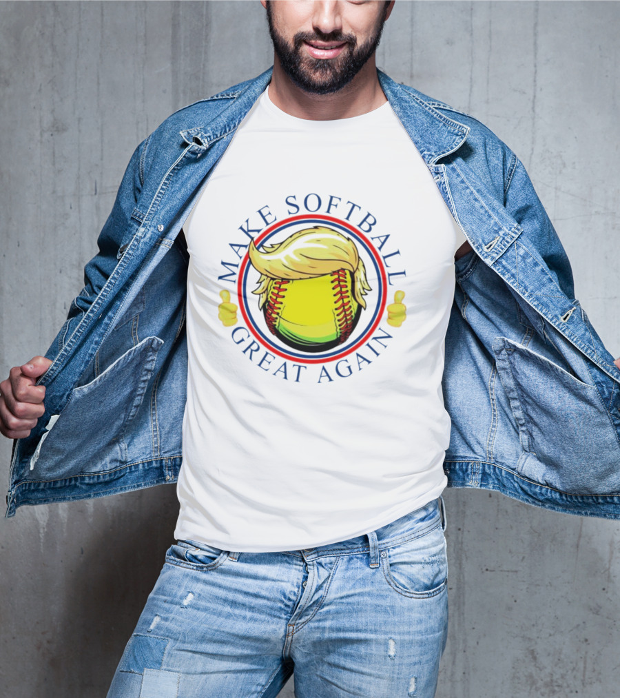 Make Softball Great Again Trump Hair Thumbs Up T-Shirt