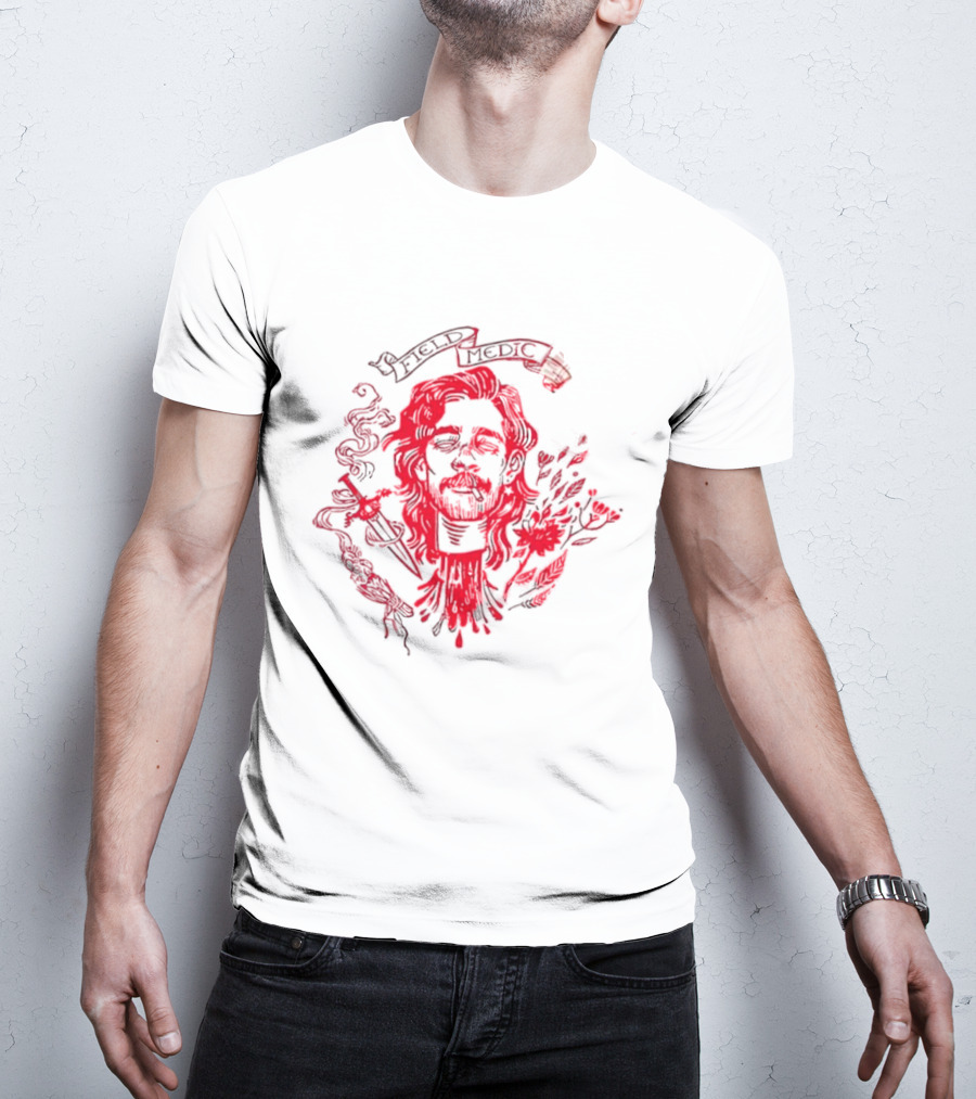Field Medic Decapitated Roses And Leaves Red T-Shirt