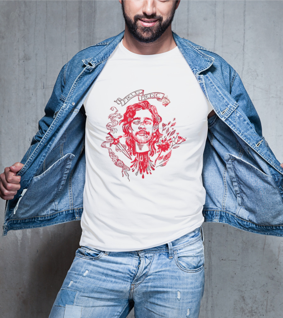 Field Medic Decapitated Roses And Leaves Red T-Shirt