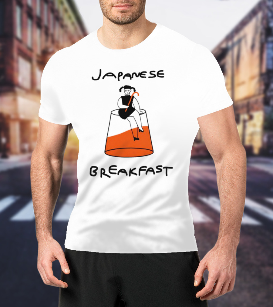 Japanese Breakfast Juice Girl Sitting On Orange Drink T-Shirt