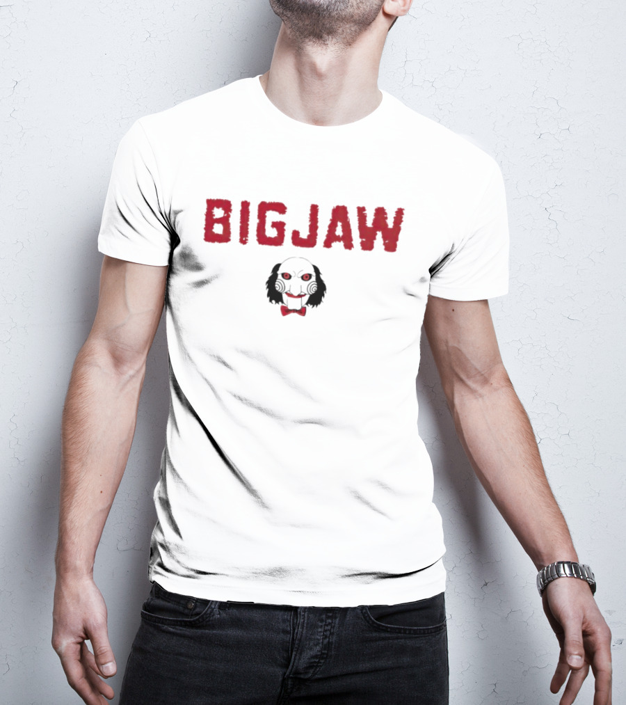 Jigsaw Big Jaw Red Text With Puppet T-Shirt