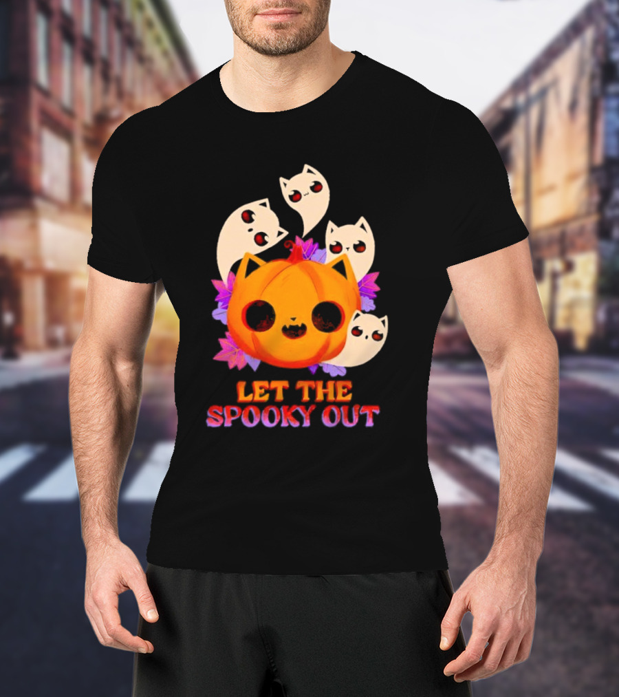 Let The Spooky Out Cute Pumpkin Halloween Ghosts T-Shirt