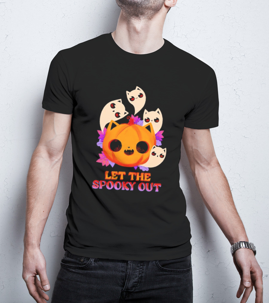 Let The Spooky Out Cute Pumpkin Halloween Ghosts T-Shirt