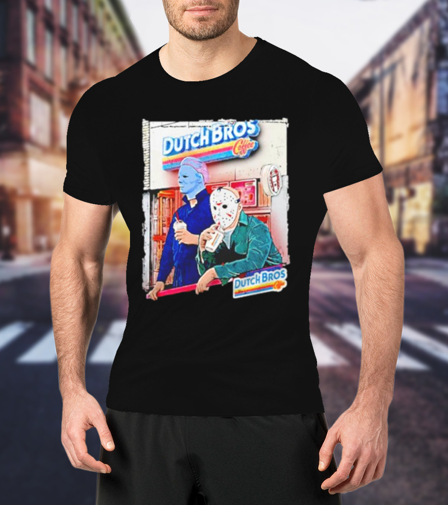Michael Myers Jason Voorhees Dutch Bros Coffee Scene T-Shirt