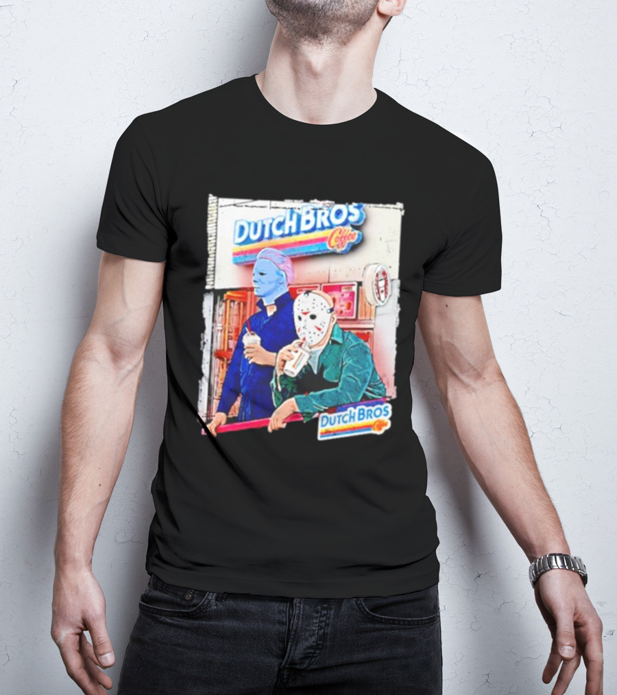 Michael Myers Jason Voorhees Dutch Bros Coffee Scene T-Shirt