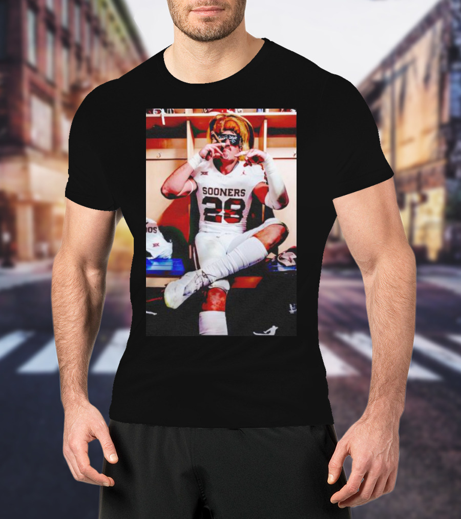 Sooners 28 Danny Stutsman Red River Rivalry Football Locker Room Image T-Shirt