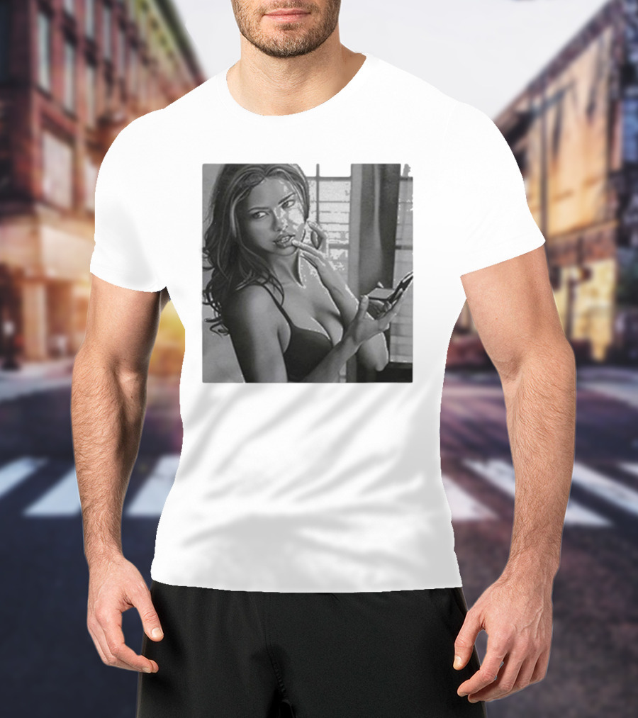 Adriana Lima Fall Black And White Glamour T-Shirt