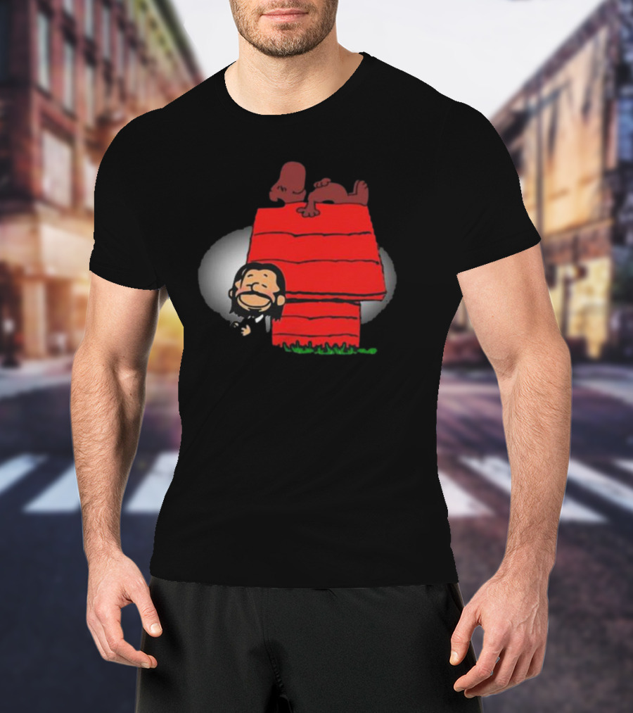 John Wick And Snoopy On Red Doghouse Crossover T-Shirt