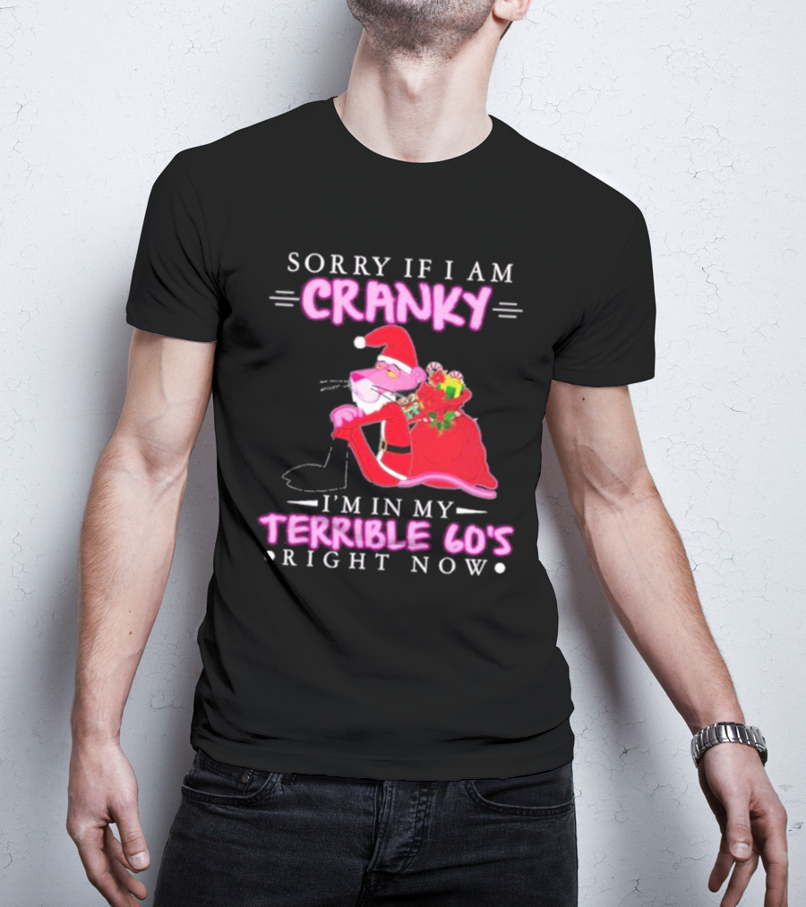Sorry If I Am Cranky Pink Panther Santa I'm In My Terrible 60's Right Now T-Shirt