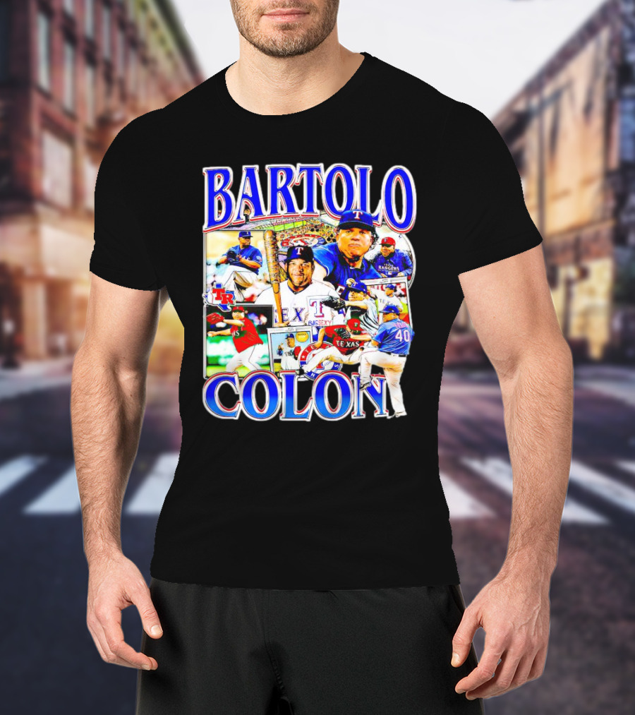 BARTOLO COLÓN Texas Rangers Pitching Action Collage T-Shirt