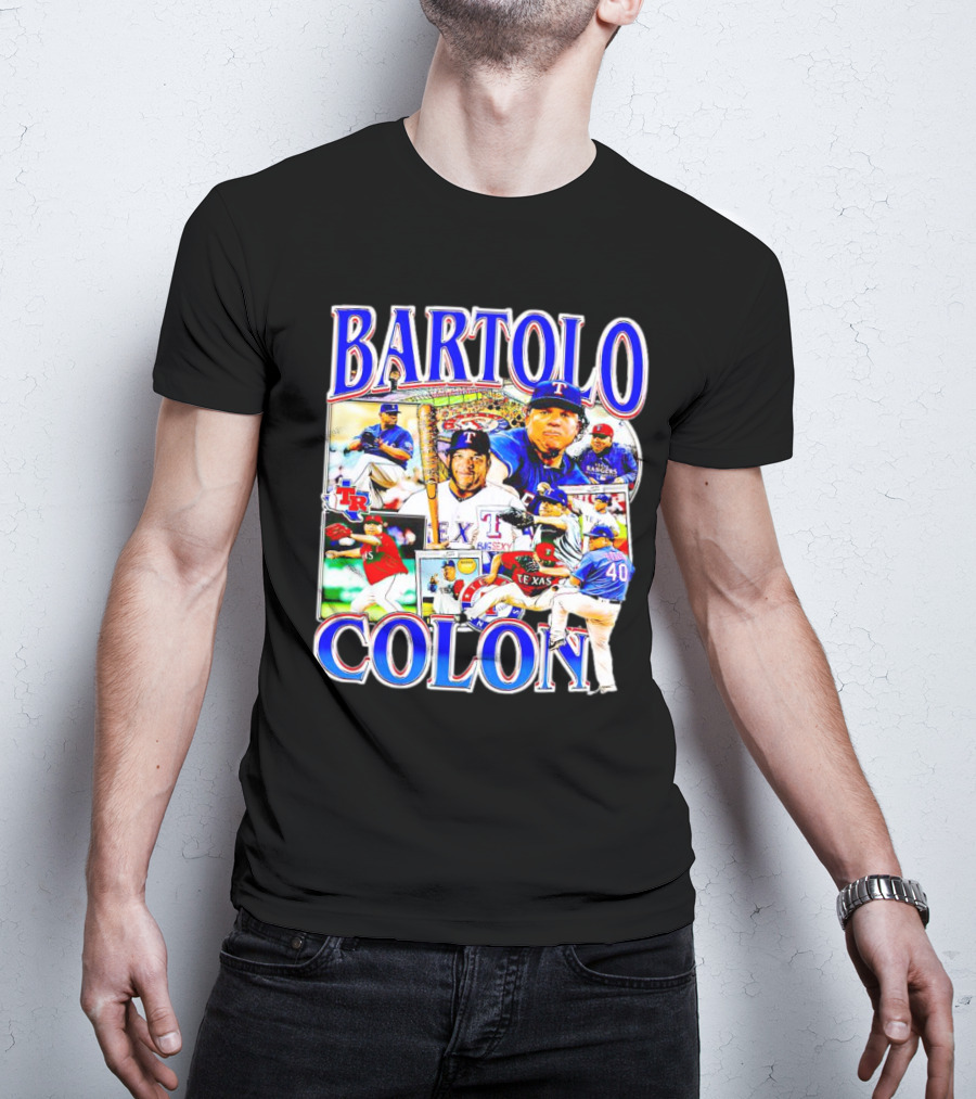 BARTOLO COLÓN Texas Rangers Pitching Action Collage T-Shirt