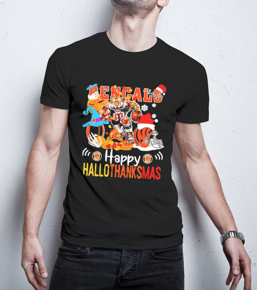 Bengals Mascot Festive Happy Hallothanksmas T-Shirt