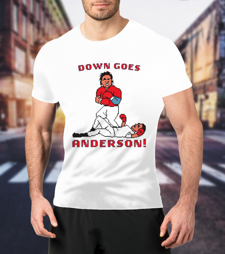 Down Goes Anderson Punch-Out Cleveland Baseball Retro Pixel T-Shirt