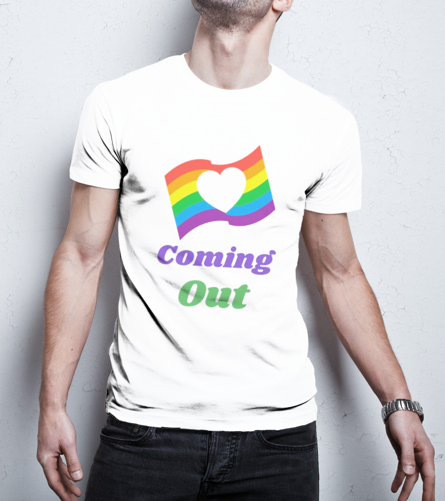 Rainbow Heart Flag Coming Out T-Shirt