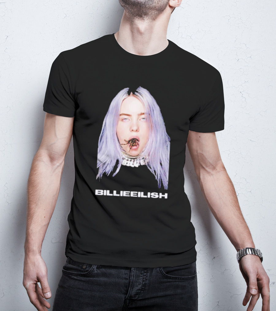 BILLIE EILISH TARANTULA MOUTH NECKLACE VISION SILVER HAIR T-Shirt