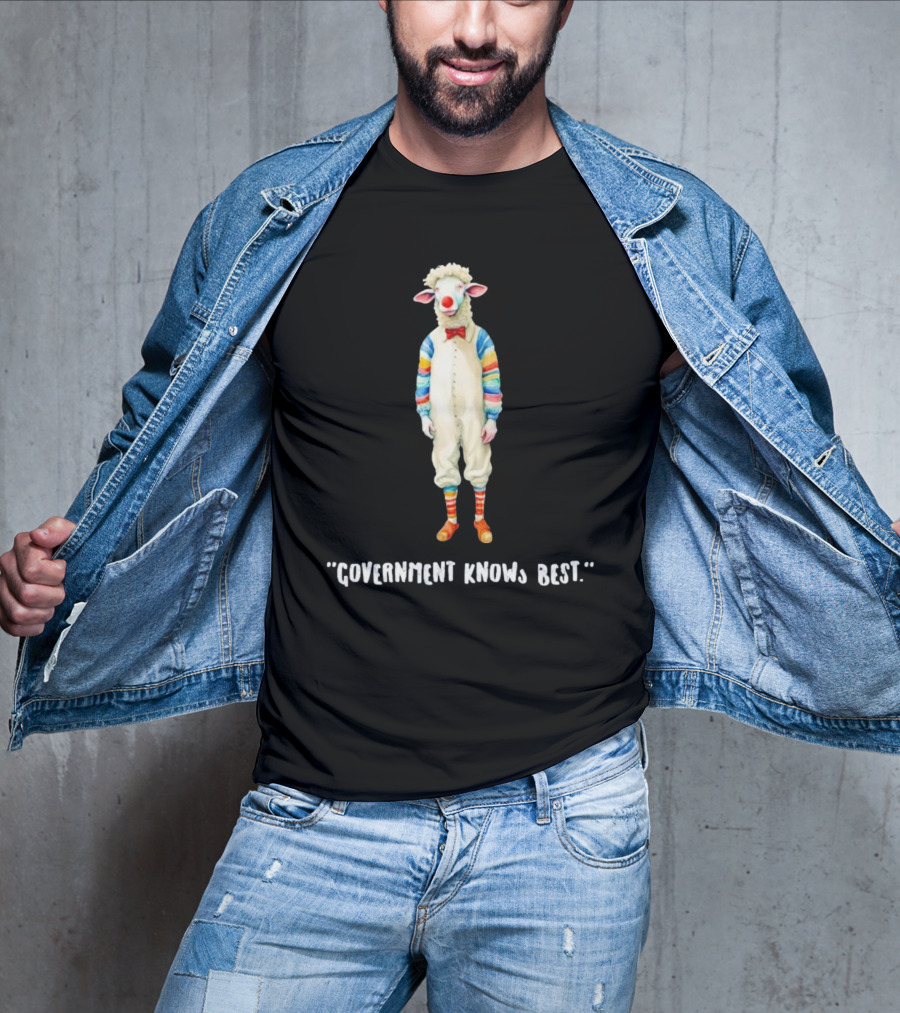 Government Knows Best Sheep In Colorful Striped T-Shirt