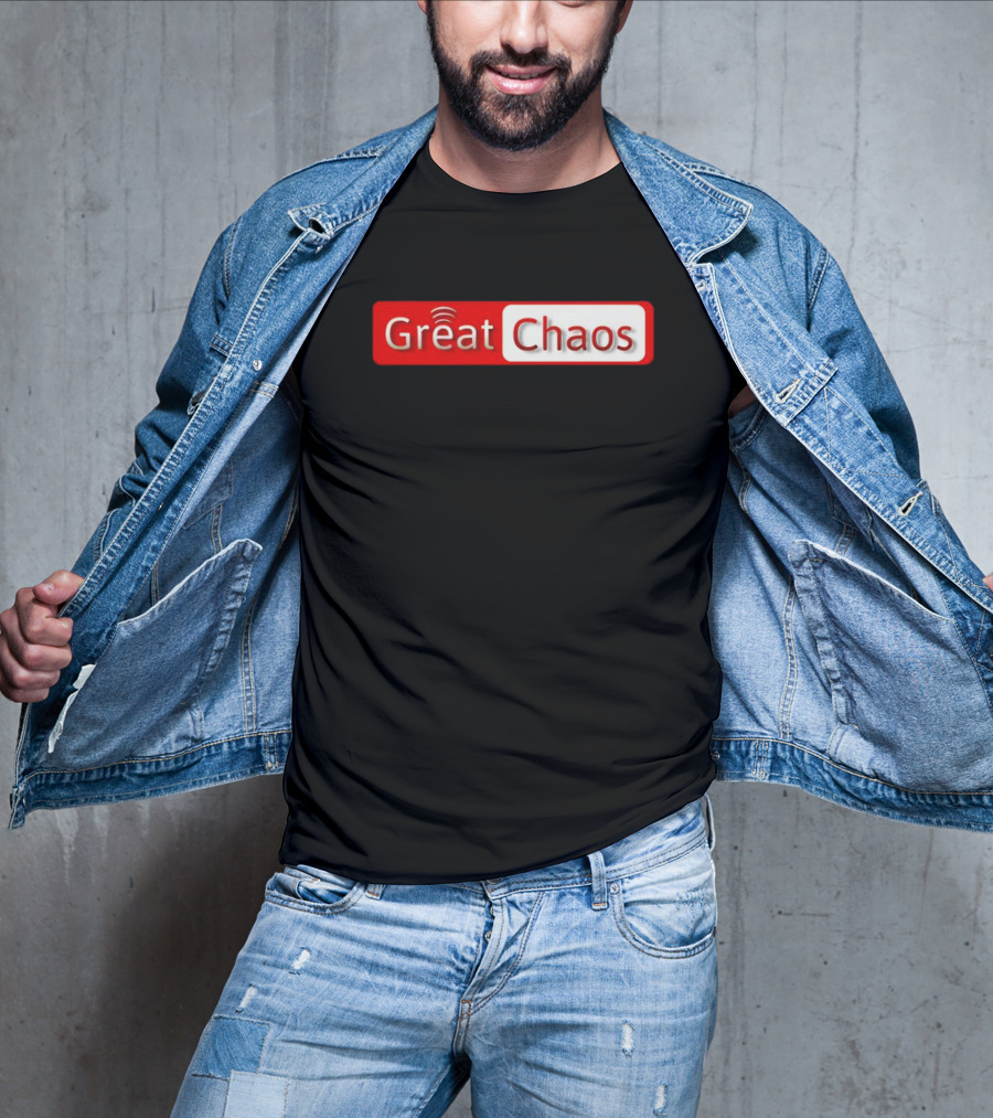Great Chaos Red And White Text With Signal Waves T-Shirt