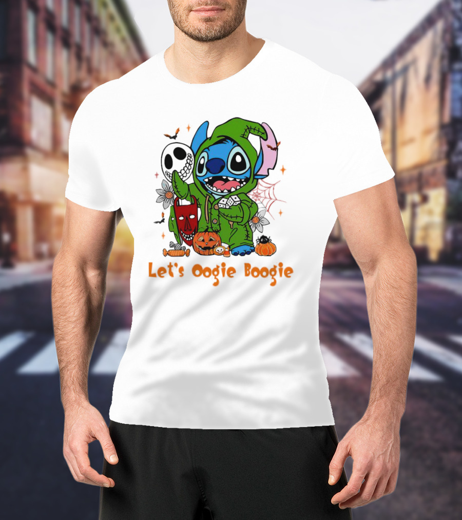 Stitch Let's Oogie Boogie Halloween Pumpkins And Masks T-Shirt