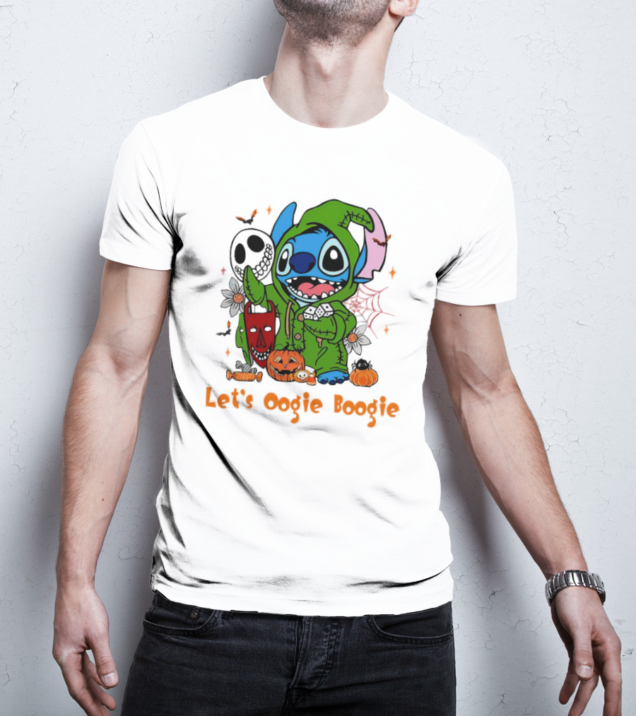 Stitch Let's Oogie Boogie Halloween Pumpkins And Masks T-Shirt