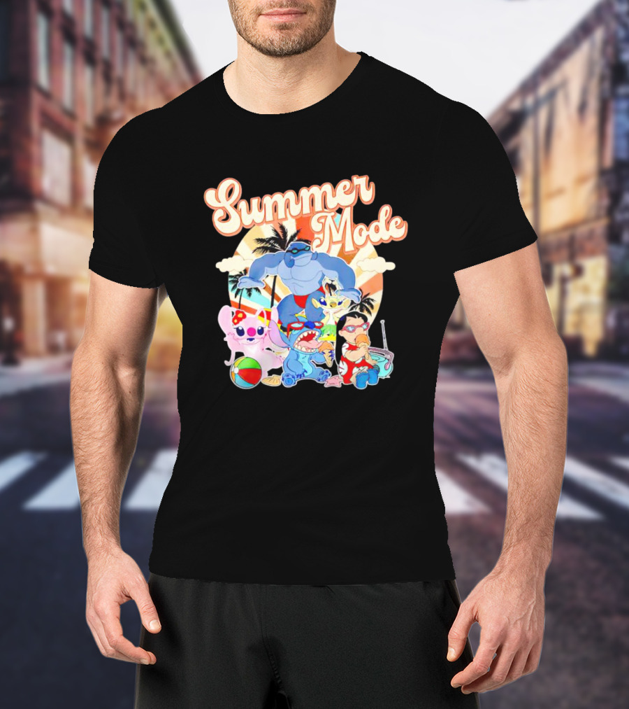 Summer Mode With Lilo And Stitch Characters Tropical Vibes T-Shirt
