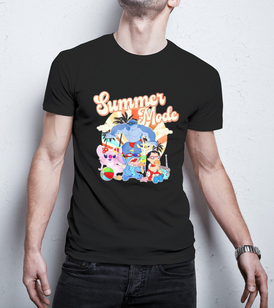 Summer Mode With Lilo And Stitch Characters Tropical Vibes T-Shirt