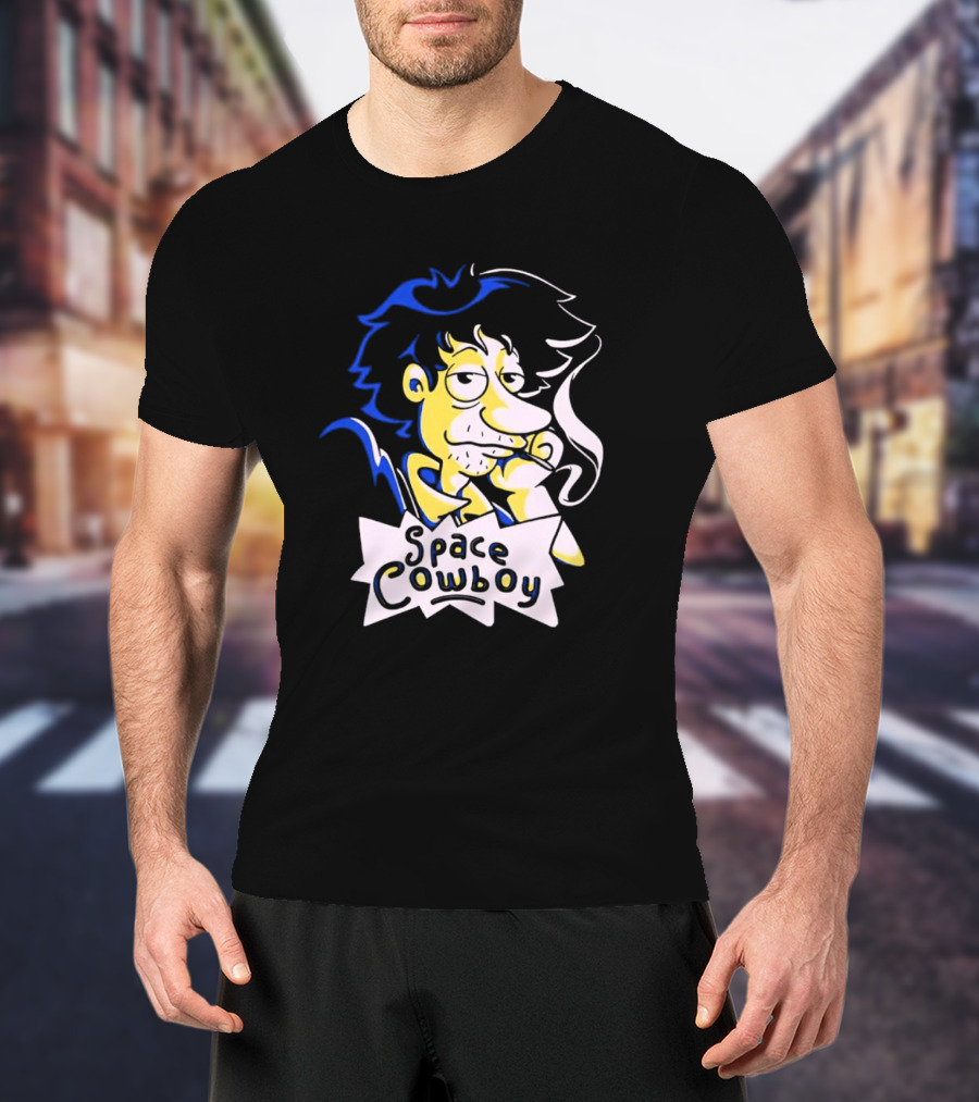 Space Cowboy Smoking Cartoon Character T-Shirt