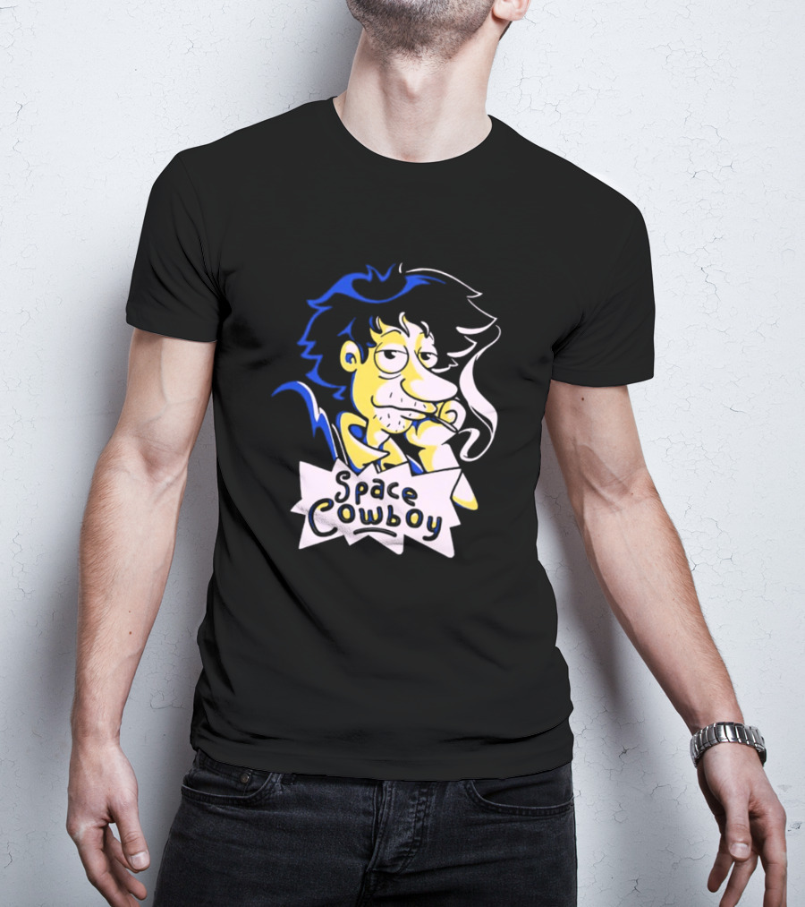 Space Cowboy Smoking Cartoon Character T-Shirt