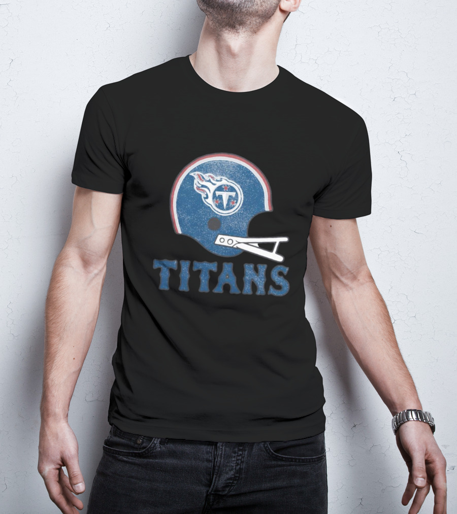 Tennessee Titans Helmet Logo Bold Titans Text T-Shirt